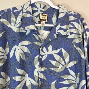 Men's Tommy Bahama Collared, button front, blue, 100% silk, shirt size XL
